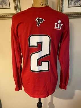 Atlanta Falcons Matt Ryan #2 Super Bowl 51 Long Sleeve T-Shirt Jersey Small Red